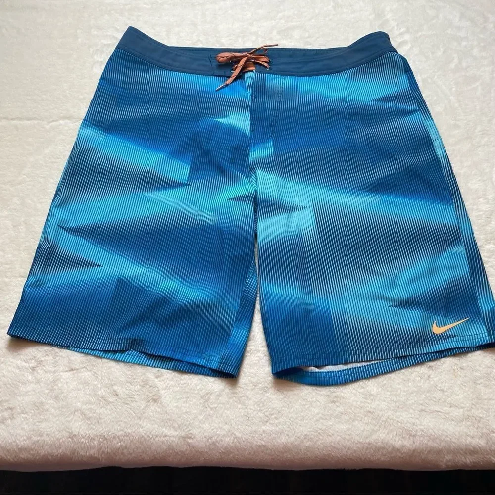 Nike Blue Tone Striped Board Shorts Size 36